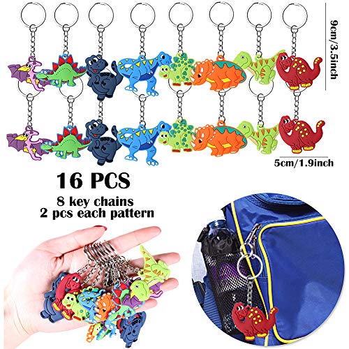 vamei 64 Piezas Fiesta Dinosaurio Niños Máscaras Pulseras de Juguete Bofetada Pulsera Llavero Dinosaurio Tatuaje Niños Anillos Niños Fiesta Cumpleaños Artículos