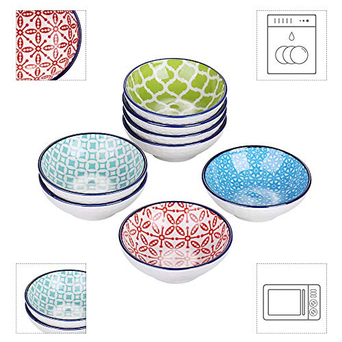 vancasso serie Macaron 8 piezas Mini Cuencos para Aperitivos, Condimiento, Salsa, Recipientes para Salsa, 8.8 cm, 70ml Pintado a mano de Estilo Japonés Vajillas