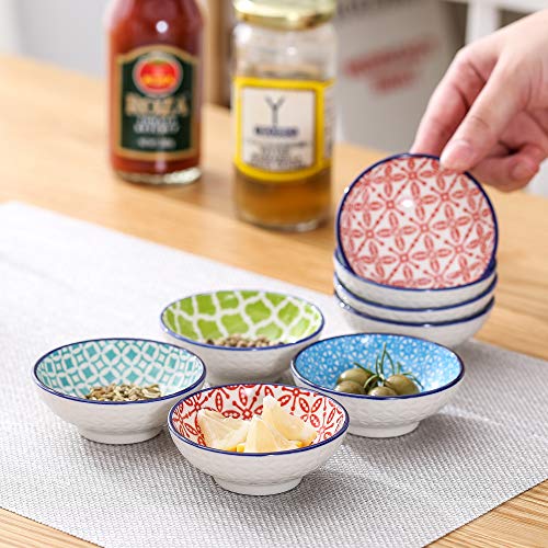 vancasso serie Macaron 8 piezas Mini Cuencos para Aperitivos, Condimiento, Salsa, Recipientes para Salsa, 8.8 cm, 70ml Pintado a mano de Estilo Japonés Vajillas