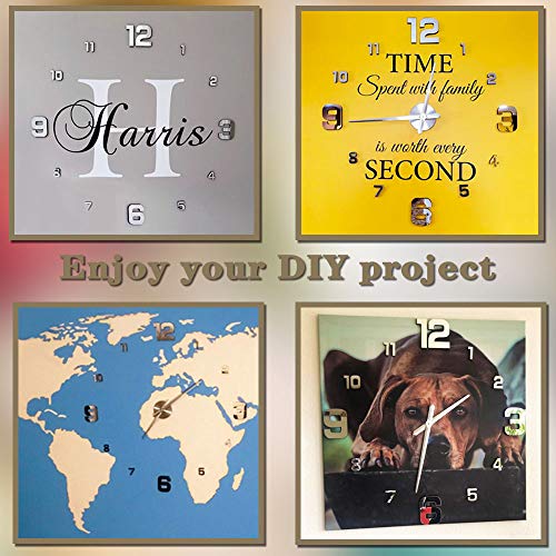VANGOLD Reloj silencioso 3D adhesivo efecto cristal para pared, sin marco, tamaño grande, para decorar la oficina o casa,Plateado-2 años de garantía