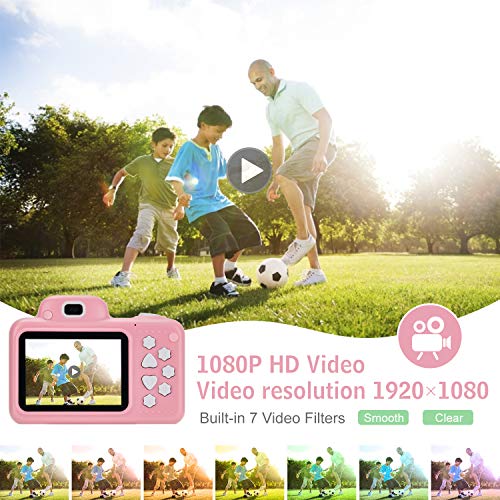 Vannico Camara Fotos, Camara para Niños Cámaras de Video para niños Cámara Digital 8MP 1080P HD Juguetes para niña de 3-10 años con Tarjeta de 16GB TF (Rosa)