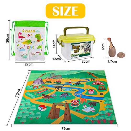 Vanplay Juguetes Dinosaurios Huevos de Dinosaurio con Tapete de Juego y Caja de Almacenamiento para Niños 53 Piezas