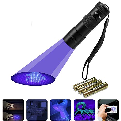 Vansky® Mascotas orina Ultra Violeta Detector perro/gato Quitamanchas fluorescente agentes sbiancanti Detector, UV Blacklight linterna eléctrica motrices, Manchas Secche sobre alfombras, cortinas y telas. 3 pilas AAA incluidas & INSERITO