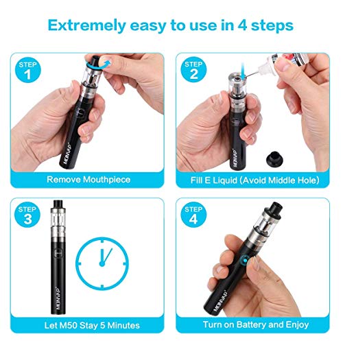 Vaper Cigarros Electronicos 50W, MONVAP M50 Vapeador Kit Completo y Liquido, Top Refill Vaporizador 0.5ohm 2ml, 1500mah Battería Recargable Cigarro Electronico, E Cigarette Sin Nicotina 0.0mg