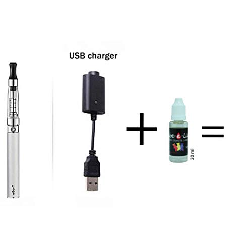 Vaper Cigarros Electrónicos, SMOK Vape Pen Ego-t EC4, Vape Pen + E Liquido, Top Refill Vaporizado, Batería Recargable Cigarro Electronico, E Cigarette Sin Nicotina 0.0mg (Plata)