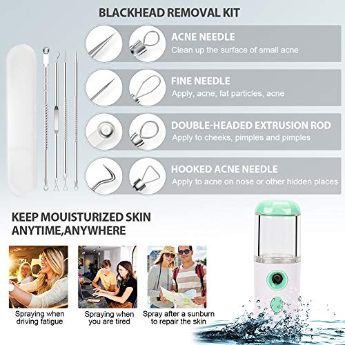 Vapor Facial, HALOVIE Vaporizador Facial Profesional Limpiador Nano Sauna 10X Penetración con Mini Pulverizador de Niebla Hidratante Facial Portátil para SPA Tratamiento de Espinillas Piel Grasa Acné