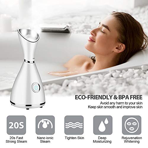 Vapor Facial, HALOVIE Vaporizador Facial Profesional Limpiador Nano Sauna 10X Penetración con Mini Pulverizador de Niebla Hidratante Facial Portátil para SPA Tratamiento de Espinillas Piel Grasa Acné