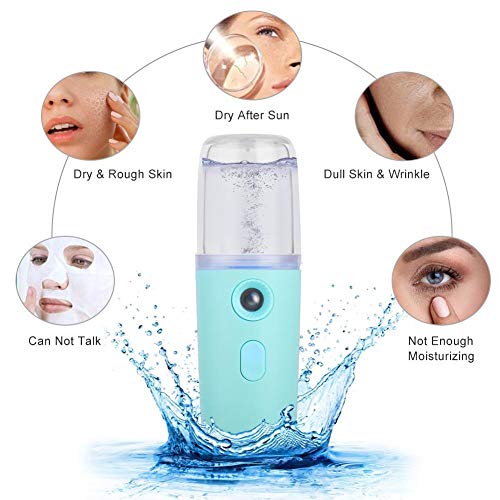 Vaporizador facial profesional Niebla facial Vaporizador en frío Nano iónico Vapor de cara poros de apertura para un dispositivo de limpieza profunda para el cuidado de la piel, 30ML(Verde)