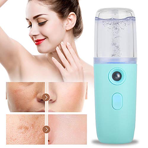 Vaporizador facial profesional Niebla facial Vaporizador en frío Nano iónico Vapor de cara poros de apertura para un dispositivo de limpieza profunda para el cuidado de la piel, 30ML(Verde)