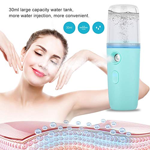 Vaporizador facial profesional Niebla facial Vaporizador en frío Nano iónico Vapor de cara poros de apertura para un dispositivo de limpieza profunda para el cuidado de la piel, 30ML(Verde)