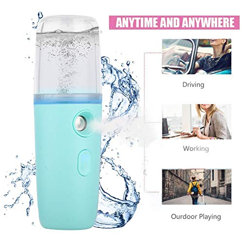 Vaporizador facial profesional Niebla facial Vaporizador en frío Nano iónico Vapor de cara poros de apertura para un dispositivo de limpieza profunda para el cuidado de la piel, 30ML(Verde)