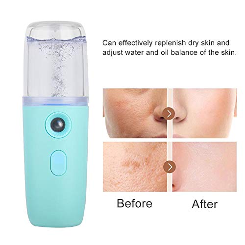 Vaporizador facial profesional Niebla facial Vaporizador en frío Nano iónico Vapor de cara poros de apertura para un dispositivo de limpieza profunda para el cuidado de la piel, 30ML(Verde)