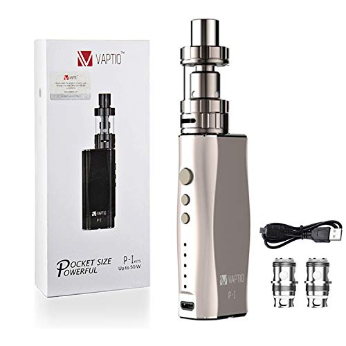 Vaptio P1 TF Starter Kit 50W 2100mAh Batería 3.0ml Atomizador de llenado superior Bobinas dobles Vaporizador de cigarrillo electrónico Sin líquido E Sin nicotina (Dorado)