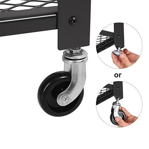 VASAGLE Carrito de Servicio de 3 Niveles, Estantería metálica con Ruedas, Organizador de Almacenamiento para Cargas Pesadas, Tablero de sobremesa, para Cocina, Sala de Estar, Vintage y Negro LRC78X