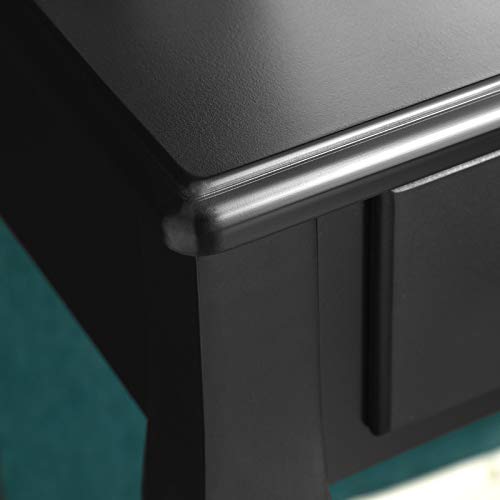 VASAGLE Juego de Tocador, Tocador con Gran Espejo para Maquillaje sin Marco, 5 Cajones y Una Caja de Almacenamiento Movible, Taburete Acolchado, Negro RDT25BK