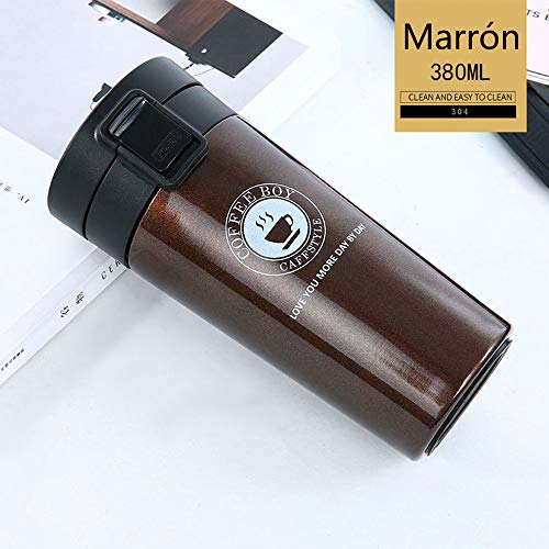 Vaso Termico Café Termo Taza Botella Taza Coche Acero Inoxidable Café Agua Thermos Frascos Termo Cafe Hermetico (Marrón)