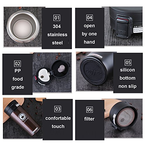 Vaso Termico Café Termo Taza Termica Viaje Botella Acero Inoxidable Agua Para Llevar Sin Bpa Thermos Frascos Inox Copa Termo Hermetico Té Cafe Caliente Taza Coche Bebida Hermetica 380ml