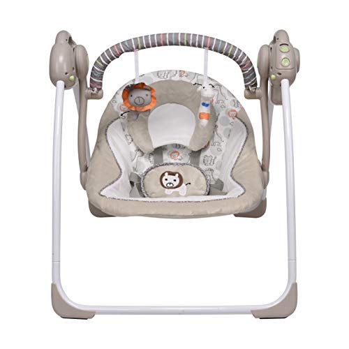 VASTFAFA Hamaca para Bebes, Eléctrica Mecedora para Bebés,Balancín Columpio Hamaca Plegado Con mosquitera,16 melodías,6 velocidades de oscilación medias