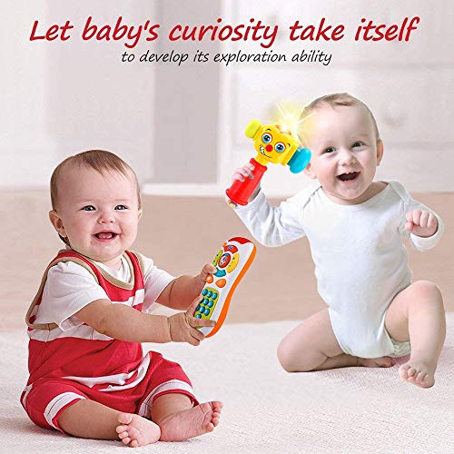 VATOS Juguete de Control Remoto Juguetes Martillo para Bebés de 12 a 18 Meses para Arriba Juguetes para Niños Iluminación y Sonido Baby Hammer Los para Niños de 1 año (Solo Pronunciación en inglés)