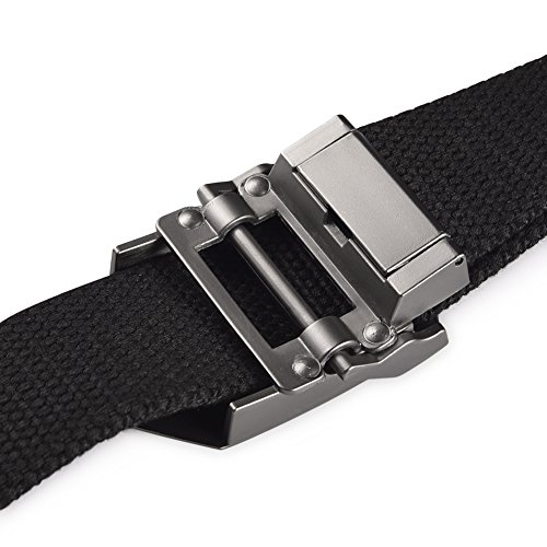 VBIGER Cinturón de Lona con Hebillas Automáticas para Hombre un Tamaño Negro 2