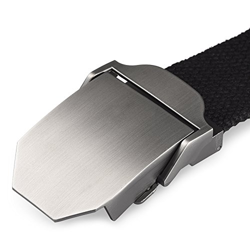 VBIGER Cinturón de Lona con Hebillas Automáticas para Hombre un Tamaño Negro 2
