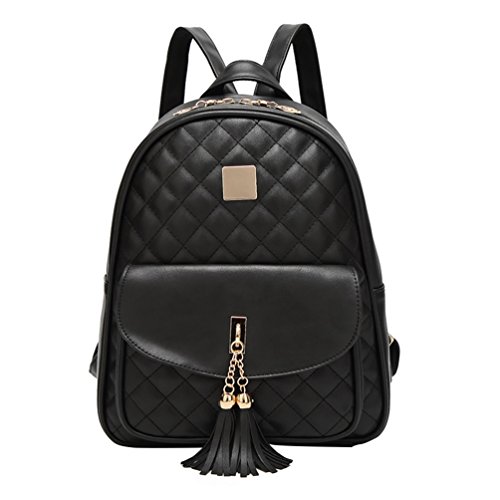Vbiger Mochilas Mujer de Cuero PU Mochila de Moda Ocio 3 en 1 para Ocio Viaje (negro1)