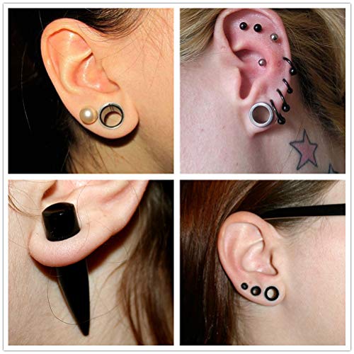 Vcmart 36pc Arco Iris Titanio Oreja calibres Kit tapers de Acero Inoxidable con Tapones 14g-00g Estiramiento Kit