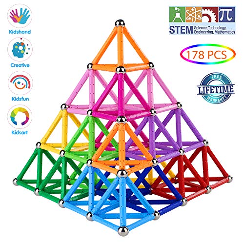 Veatree Bloques Magnéticos de Construcción para Niños Palos Magnéticos con Bolas 178 Piezas Juguete Educativo para el Desarrollo Integral para Mayores de 4 Años