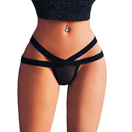 VECDY Negro Sexy Tanga De Malla T String Tangas Knick Lencería Sexy para Mujer Calzoncillos Calzoncillos Bragas(Negro,XL)