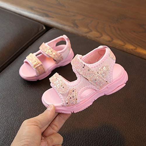 VECDY Zapatillas Bebe, Moda Suave Zapatos 2019 Niños Bebé Chicas Niños Chicas Malla Bling Lentejuelas Deporte Zapatillas Zapatos De Princesa Zapatos Sandalias Deportivas De Playa De Verano (Rosa,27)