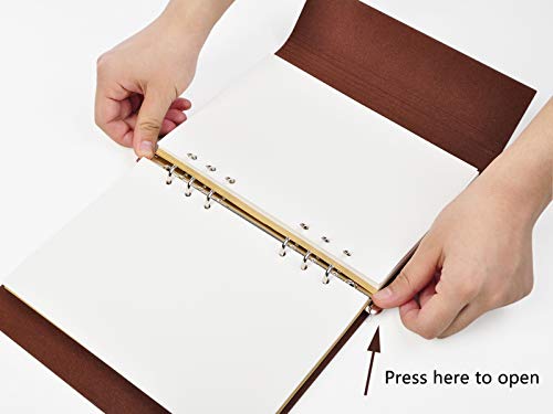 VEESUN A5 Libreta Bonitas Cuaderno de Cuero Vintage Diario de Viaje Recargable Bloc de Notas Bullet Journal con Página en Blanco Regalo Original San Valentín Navidad cumpleaños Aniversario Boda, Pluma