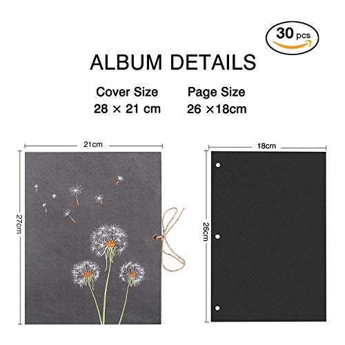 VEESUN Álbum de Foto Scrapbook, 28 x 21cm Franela Álbum de Recortes con 60 Páginas Libro de Visitas Regalo Original Aniversario Navidad Valentines Cumpleaños Regalo para Mamá Novia Niños, Diente Leon