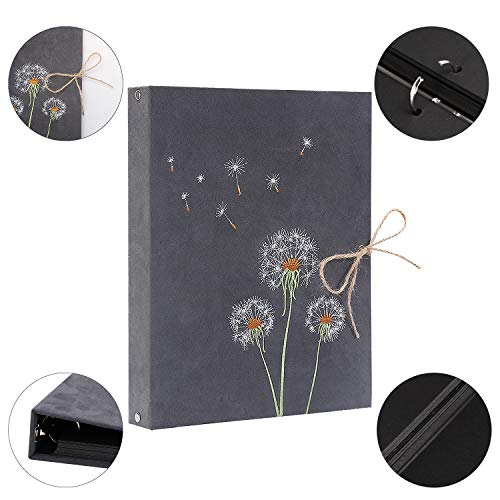 VEESUN Álbum de Foto Scrapbook, 28 x 21cm Franela Álbum de Recortes con 60 Páginas Libro de Visitas Regalo Original Aniversario Navidad Valentines Cumpleaños Regalo para Mamá Novia Niños, Diente Leon