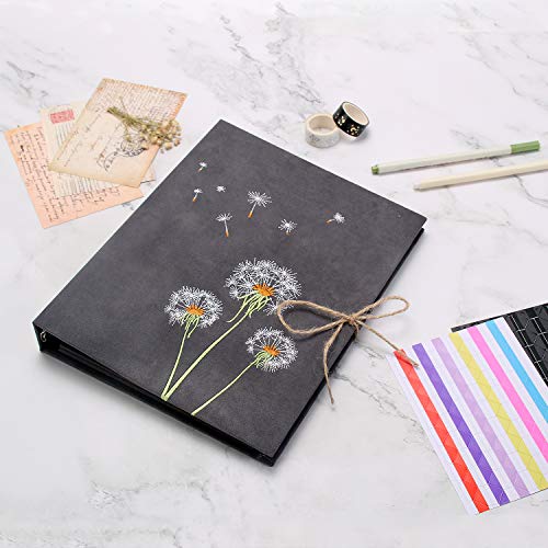 VEESUN Álbum de Foto Scrapbook, 28 x 21cm Franela Álbum de Recortes con 60 Páginas Libro de Visitas Regalo Original Aniversario Navidad Valentines Cumpleaños Regalo para Mamá Novia Niños, Diente Leon