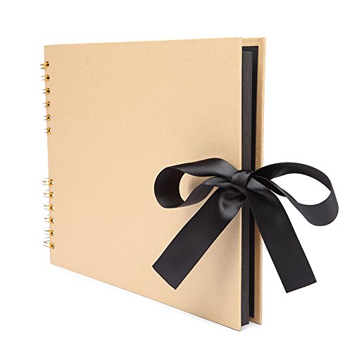 VEESUN Album de Fotos Scrapbook, 80 Páginas Negras (40 Hojas), DIY Scrapbooking Album Original para Aniversario de Boda de Oro Cumpleaños Navidad para Mujer Niña Novios Novia Amiga Regalos, Amarillo