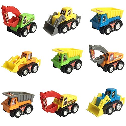 Vehículos de Construcción Mini Coches Juguetes Niños Set de Camiones Niña 3 4 5 Años (9 Pedazos)