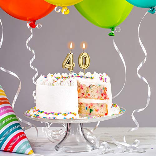 Velas de Cumpleaños de Años 40 Velas de Pastel Numeral Decoración de Topper de Velas de Feliz Cumpleaños para Suministros de Celebración de Aniversario Boda Cumpleaños
