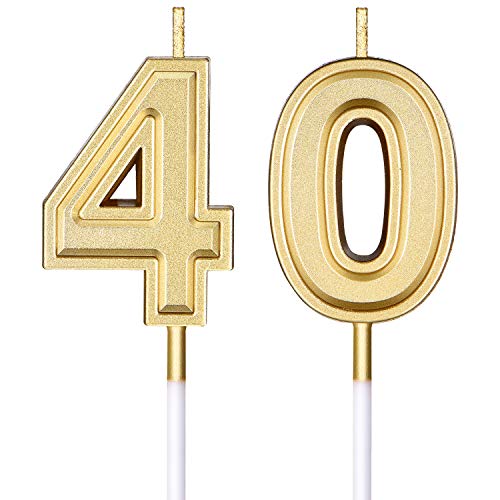Velas de Cumpleaños de Años 40 Velas de Pastel Numeral Decoración de Topper de Velas de Feliz Cumpleaños para Suministros de Celebración de Aniversario Boda Cumpleaños