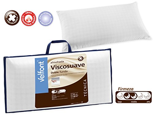 Velfont Almohada VISCO Suave viscoelastica 100% Firmeza Baja Todas Las Medidas (70cm)