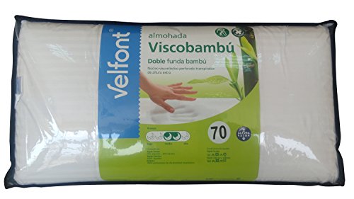 Velfont Almohada viscoelastica visco Bambu Micro-Perforada Transpirable Altura Extra 70cm