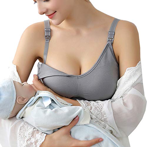 Vellette Sujetador premamá 3Pcs Sostén De Lactancia Sin Costuras Sujetador de Maternidad Sujetadores para Premamá Sostén Embarazada (3Pcs(Black+Grey+White), M/L(=L))