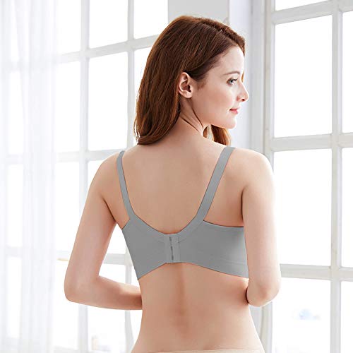 Vellette Sujetador Premamá De Lactancia Sujetadores de Maternidad de Lactancia para Mujeres Sin Aros para Mujer 4PCS/3PCS (2Pcs(Black+Grey), M/L(=38))