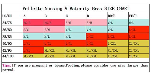 Vellette Sujetador Premamá De Lactancia Sujetadores de Maternidad de Lactancia para Mujeres Sin Aros para Mujer 4PCS/3PCS (2Pcs(Black+Grey), M/L(=38))