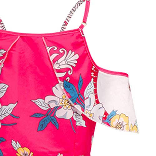 VEMOW Blusas Camisas Mini Vestido Corto de Verano con Estampado y Hombros Descubiertos con Tiras en los Hombros Falda(Rojo,XL)