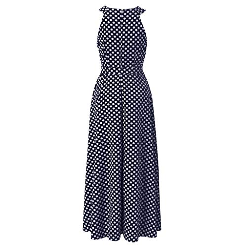 VEMOW Faldas Mujer Vestido De Playa Sin Mangas con Estampado De Puntos De Verano Casual para Mujer Faldas(Negro,L)