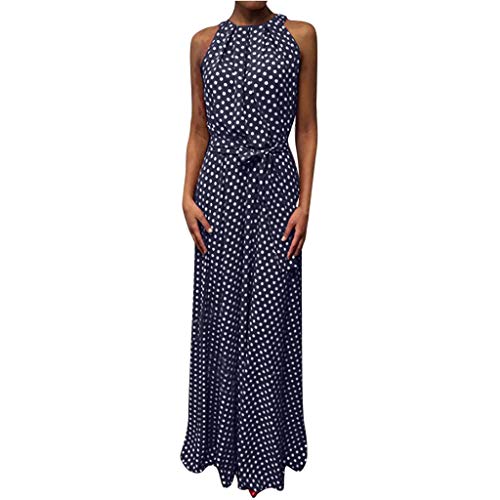 VEMOW Faldas Mujer Vestido De Playa Sin Mangas con Estampado De Puntos De Verano Casual para Mujer Faldas(Negro,L)