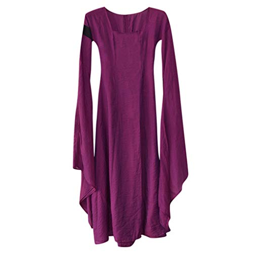 VEMOW Stido Mujer 2019 Verano Medio Largo De Manga Larga De Manga Larga Retro GóTico Medieval OtoñO Invierno para Mujer Noche Ceremonia Fiest(Púrpura,S)