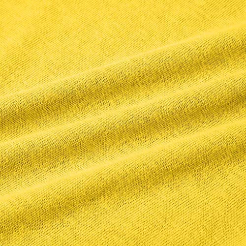 VEMOW Tops Mujer Blusa Camiseta T-Shirt Tamaño Suelto más Sólido Manga Larga Cuello en V Pull-Over Camisa Abrigos Invierno De Mujer OtoñO Chaqueta De TúNica(Amarillo,5XL)
