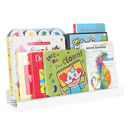 Vencipo Estantería Blanca para Fotos de Colgantes, Baldas Estanterias de Pared de Madera para Organizador Libros Infantil, Estante Flotante Decoracion para Estanteria Baño, Especiero Cocina.(2 Piezas)