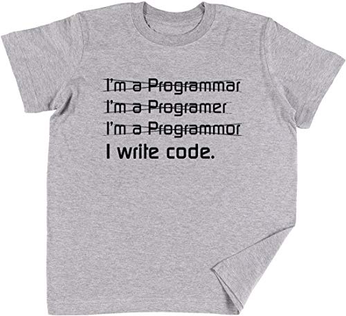 Vendax Teevolution I Write Code Niños Chicos Chicas Unisexo Camiseta Gris